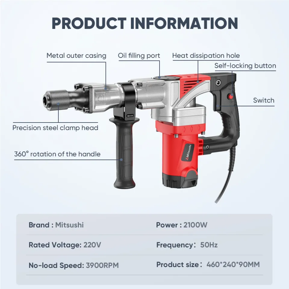 Mitsushi XH-0858 2100W 220V Nichrome Rotary Hammer Drill Chipping