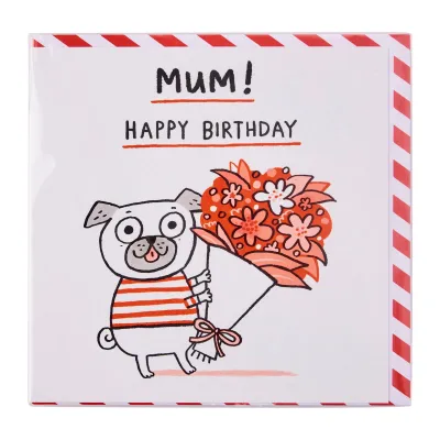 Ohh Deer Mum Happy Birthday Pug Card