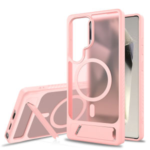 Vô hình đứng điện thoại nam châm trường hợp đối với Samsung Galaxy S26 S25 S24 23 siêu Trường hợp với đứng cho MagSafe không trượt mờ bìa cho S25 FE S25 cạnh S24 S23 cộng với bậc quân sự Chống Sốc Ốp bảo vệ