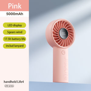 JISULIFE Handheld Fan Life4 5000mAh 12 Blades Turbo fan 5 Wind Speeds Portable Fan With Digital Display Powerful Wind