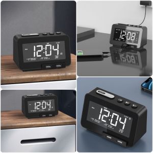 MIRELAE Black Digital Clock Backlight Display Multifunctional Alarm Clock Speaker Creative Temperature Display Radio Alarm Clock Bedroom