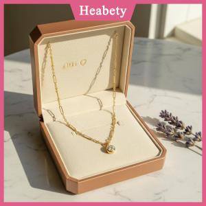 Heabety Hợp Thời Trang Phụ Nữ Hình Học Mặt Dây Chuyền Vòng Cổ Màu Trắng Zircon Bead Chain Mạ Vàng Cho Đám Cưới Hoặc Quà Tặng