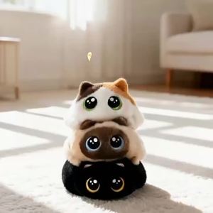 Cute Chubby Cat Squishy Plush Toy Stuffed Doll Soft Squeeze Play Doll Stackable Cat Stress Relief Healing Companion Toy Gifts