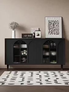 Urban Echo Kitchen Cabinet Sideboard Cabinet Multi-functional Storage Cabinet Wine Cabinet Modern Minimalist Black Cupboard Cabinet