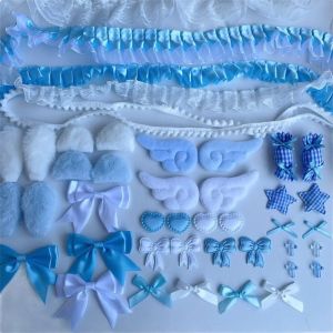 BELLETEN 40Pcs/Set Pink Handmade Material Pack Plush Ear Pain Bag Bow Lace Accessories Set Durable Card Cover Decoration Colorful Material Pack Set