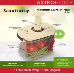 BOLDe Sundbaby - Penyimpan Makanan Smart Vacuum Container Aloha 4.6 Lt