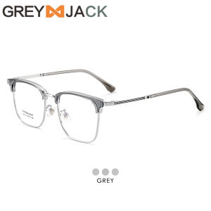 Grey Jack Kacamata Antiradiasi Blueray Model Kotak Half Frame Fashion Bisnis Pria dan Wanita Titanium Simple Bisa Minus M23-2
