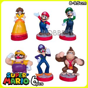Action Figure SUPER MARIO BROS isi 6 pcs - Miniatur Topper Kue Pajangan Mainan Donkey Kong Luigi Bowser Wario