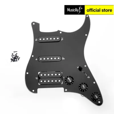 Musiclily Basic Pre-wired Loaded Standard ST-HSS Pickguard with Ceramic Pickups Set for Strat Style Electric Guitar
