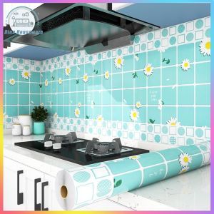 Sticker Dapur 60 x300 CM Wallpaper Dapur Wall Sticker Anti Minyak Air Aluminium Foil Hiasan