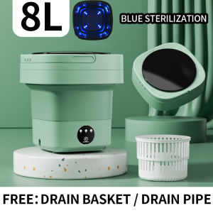 Washing machine with dryer Mini Foldable 8L/15L Automatic Washing Machine Portable Elution in one Blue light antibacterial