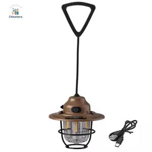 LED Tent Atmosphere Lamp IPX4 Waterproof Retro Decorative Light 2000mAh Camping Hanging Lamp for Camping Hiking Fishing