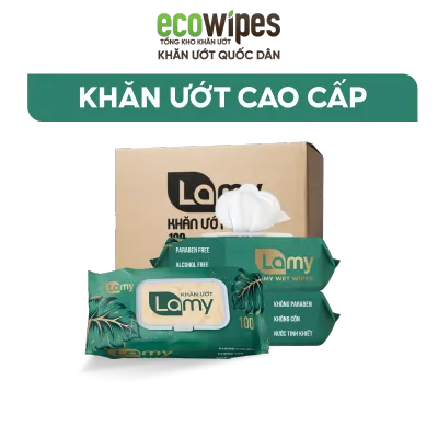 HÀNG CÔNG TY_Thùng 24 gói khăn ướt Lamy không cồn không parabens cao cấp dành cho em bé gói 100 tờ