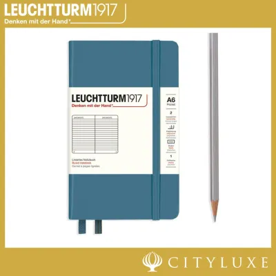 Leuchtturm1917 Hardcover A6 Pocket Notebook Stone Blue Journal or Diary Ruled Plain Dotted Writing