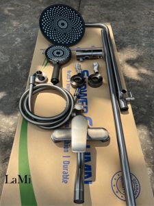 Sen Cây Tắm Đứng Nóng Lạnh Vòi Hoa Sen Tắm 3 Chế Độ Đồng Thau Nguyên Khối 3 Chức Năng Xã Lami