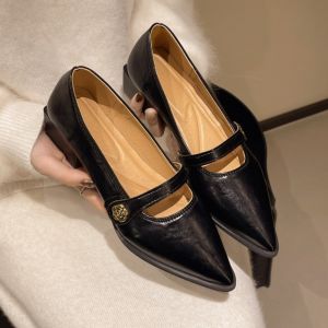 HEALMEYOU hoa trà Giày cao gót mũi nhọn Thanh lịch Màu sắc đồng nhất Giày cao gót quai đơn Đơn giản Đế chống trượt Giày cao gót dày Phụ nữ