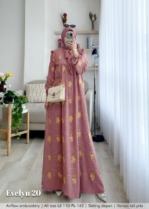 Zahira1808 Gamis Evelyn 20 Dress Bahan Air Flow Embroideri Gamis Syari Murah Trendi Baju Syari Muslim Wanita Ibu Terlaris Baju Pesta Best Seller Gamis Gamis