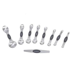 9Pc Practical Stainless Steel Double Ended Measuring Spoons Set with Ergonomic Handle for Kitchen Enthusiasts