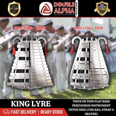HIGH QUALITY KING LYRE THIN FLAT BARS COMPLETE SET WITH BAG STRAP AND BEATER