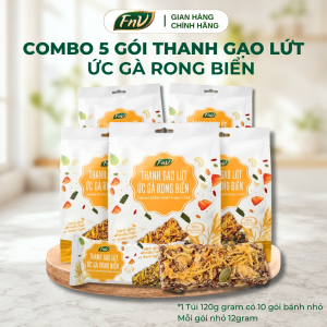 Combo 5 gói thanh gạo lứt ức gà rong biển ăn vặt ít calo FNV 120g