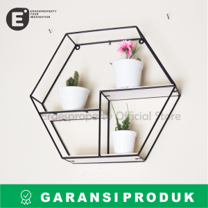 Rak Dinding Besi Dekorasi Hiasan Dinding Rumah Minimalis Vintage Hexagon Hiasan Kamar Tidur Aesthetic