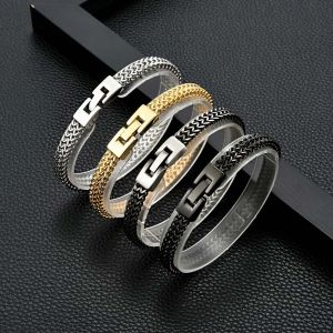 YOCKY Silver Gold Black Hip Hop Male Jewelry Double Keel Chain Korean Style Wristband Boyfriend Gift Jewelry Gift Stainless Steel Bracelets Men Bracelets Men Hand Chain Korean Style Bracelets