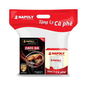 [Hỏa tốc 2h] Cà phê hòa tan đen đá 2in1 bổ sung Nấm linh chi và Đông trùng hạ thảo Napoli Coffee 15 gói x 16gr- Hộp lớn [Freeship Max]