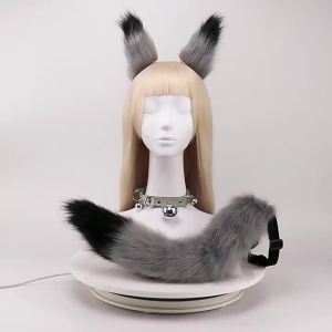 กิ๊บติดผมหูหมาป่าทำมือฮาโลวีนหางสูงสุนัขจิ้งจอก Cos หูสัตว์ชุดหางสัตว์อุปกรณ์เสริมปลอกคอบุคลิกภาพ