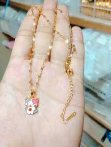 kalung titanium anak anak rantai pecah kopi liontin karakter cantik anti luntur dan anti alergi