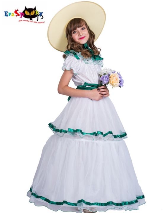Girls Southern Belle Layer White Princess Dress with Hat Halloween Costume  Cosplay Elegant Long Birthday Party Dresses | Lazada PH