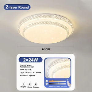 48W Lampu langit-langit / Ceiling Light 40cm High-Brightness LED Living Room Lamp 3 Color Dimming Light Lampu Siling Light Panel Light