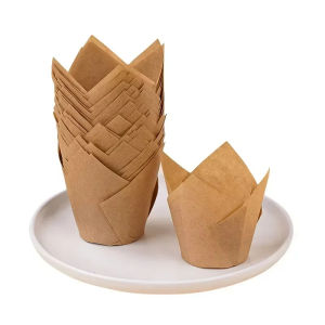 100PCS Tulip Muffin Paper Cups Baking Cupcake Liner Disposable Greaseproof Moldes Dessert Cake Wrapper Case Holders
