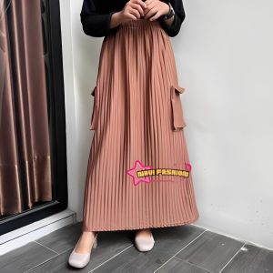 Rok Cargo Wanita Knit Hornet Panjang Premium Jumbo Pinggang Full Karet