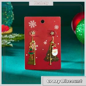 Heabety Bất đối xứng di chuyển Santa Claus Cây giáng sinh thả Bông tai cho phụ nữ Zircon Sao Snowman chuông dài tua Bông tai Đảng jewerly