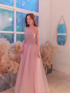 Starry Seqin Evening Dress Halter Neck Beaded Tassel Slim A-line Dresses Temperament Banquet Annual Dinner Host Gown㏇X0407