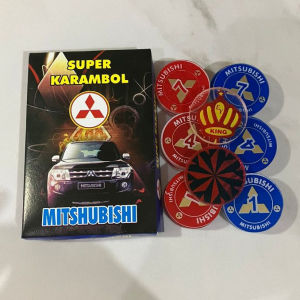 Biji Karambol Super Diameter Besar / Jumbo Motif Mitsubishi / Random | koin krambol 2 lapis tebal 5 mm original | 1 set buah kerambol 5mm glossy | coin bola carambol | anak carrom games