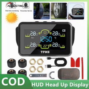 【With 4 External Sensors】 TPMS T14-1 Car Tyre Pressure Monitor Tire Pressure Monitoring System Temperature Warning Fuel Save Solar