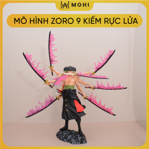Mô hình OnePiece - Mô hình Zoro 9 kiếm rực lửa siêu cháy cực nét - Cao 37cm - Nặng 700gram - Box carton