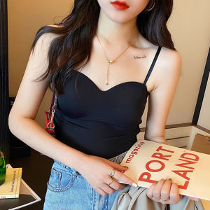 🦋 VEVE Summer Camisole Womens Korean Style Outerwear Bottom Short Shirt Slim Sleeveless Underwear