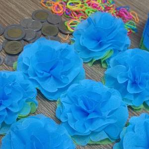 เซ็ต5ชั้น ดอกไฮเดรนเยีย สีฟ้า กระดาษสาห่อเหรียญโปรยทานพร้อมหนังยาง ราคาถูก ใช้สำหรับห่อเหรียญเพื่อโปรยทาน งานบุญ งานบวช พิธีต่างๆ