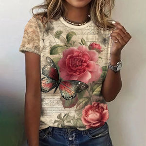 [Local Stock] ZEEMIN Summer Rose Music 3D Print T-shirts Women Streetwear Harajuku Casual Fashion Y2k Short Sleeve T Shirt O-neck Tees Tops Clothing