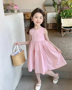 Anak Perempuan Terbaru Korean Style Dress Manis  merah muda Dress Korean Dress Pricess putri