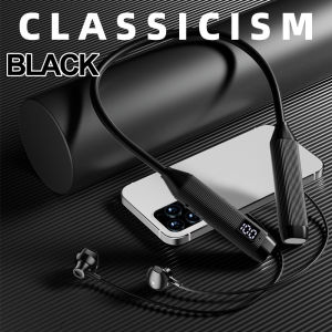 Earphone nirkabel 5.3 headphone neckband game tampilan LED stereo headset halter tahan air magnetik earbud dengan mic