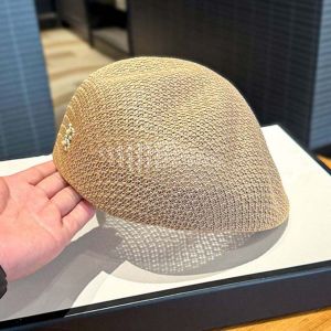 Solid Color Woven Sun Beret Cap Big Head Circumference Versatile Hollow Out Forward Cap Sunscreen Korean Style Straw Artist Hat