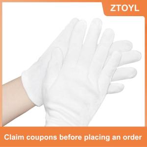 【ZTOYL】 1 cặp mới đầy đủ ngón tay người đàn ông phụ nữ Nghi Thức trắng bông găng tay người phục vụ Trình điều khiển đồ trang sức công nhân găng tay hấp thụ mồ hôi găng tay