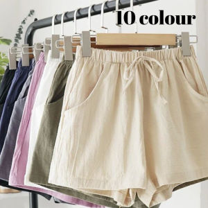 Short Pants Cotton High Waist Knot For Women Sport Drawstring Casual Shorts With Pockets