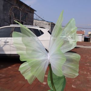 HOTOTO Outdoor Artificial Butterfly 50cm Giant Gauze Fake Butterfly 2024 Wedding Party Decoration 3D Silk Yarn Butterfly