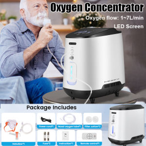 【Shipping in 12h】 Oxygen Concentrator 1-7L/min Adjustable Portable Oxygen Machine for Home and Travel Use