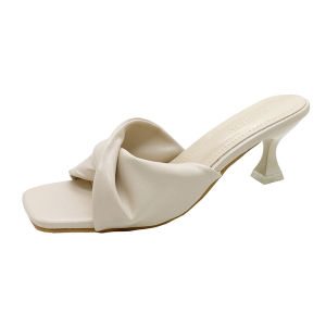 Korean Fashion Square Toe High Heel Sandals Slip-On Casual High Heels For Women