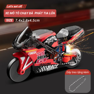 Đồ chơi xe moto chạy đà quán tính phát ra tia lửa đồ chơi móc khóa cho trẻ em